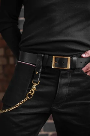 &SONS Black Leather Belt Online