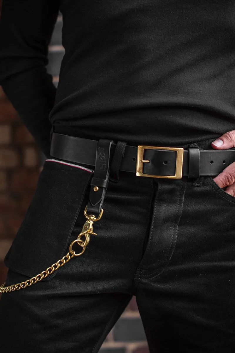 &SONS Black Leather Belt Online
