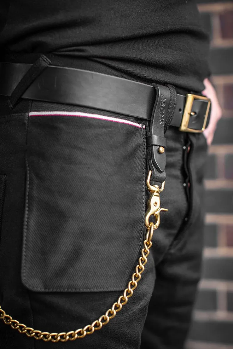 &SONS Black Leather Belt Online