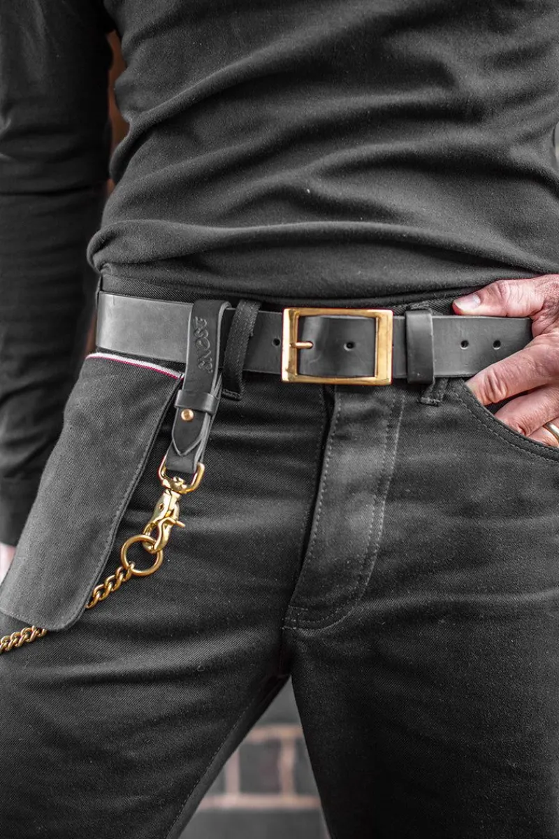 &SONS Black Leather Belt Online