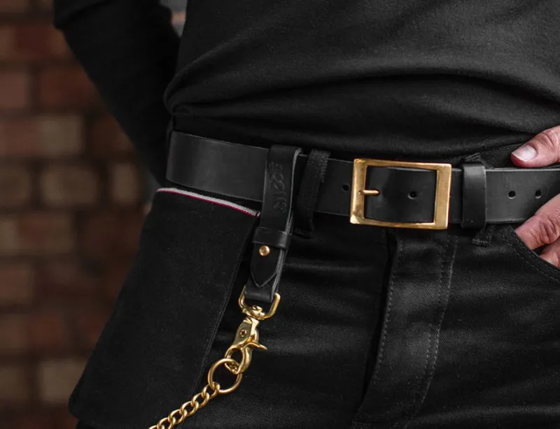 &SONS Black Leather Belt Online