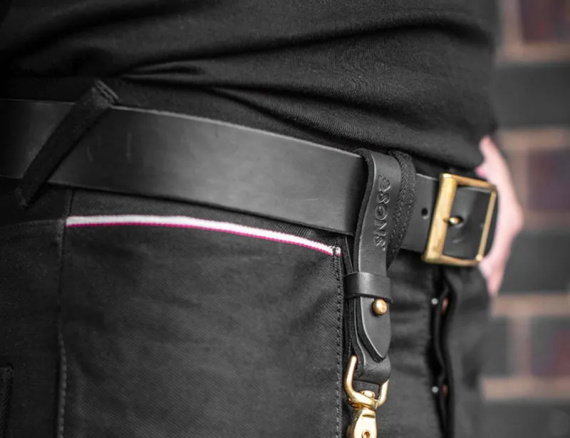 &SONS Black Leather Belt Online