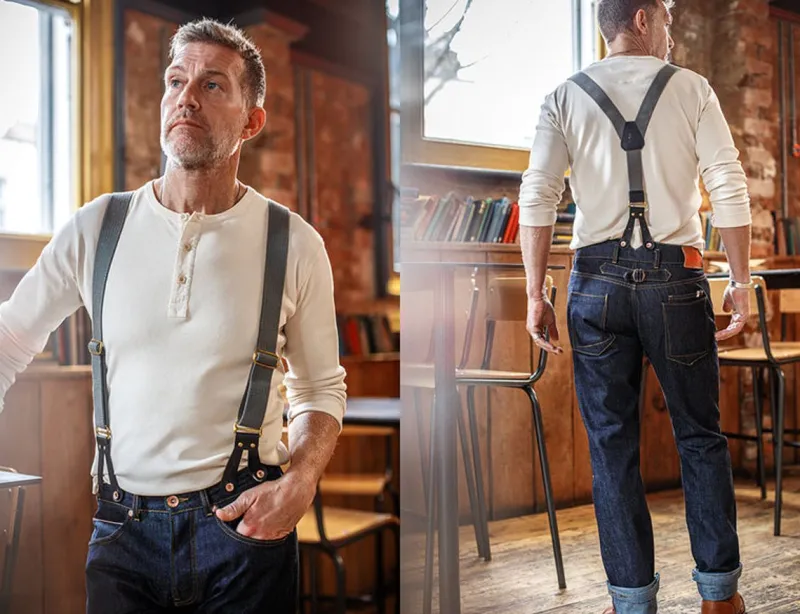 &SONS Black Leather Braces Shop