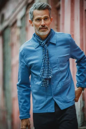 &SONS Blue Dot Organic Japanese Scarf Sale