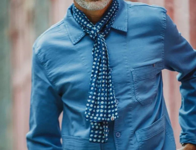 &SONS Blue Dot Organic Japanese Scarf Sale