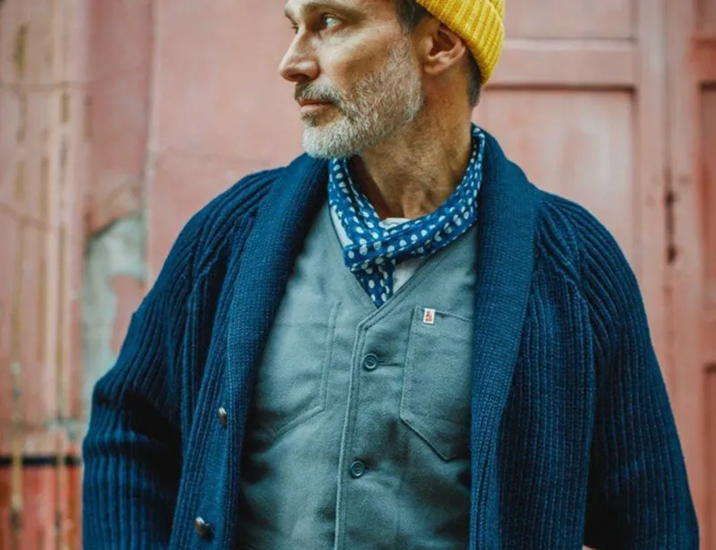 &SONS Blue Dot Organic Japanese Scarf Sale