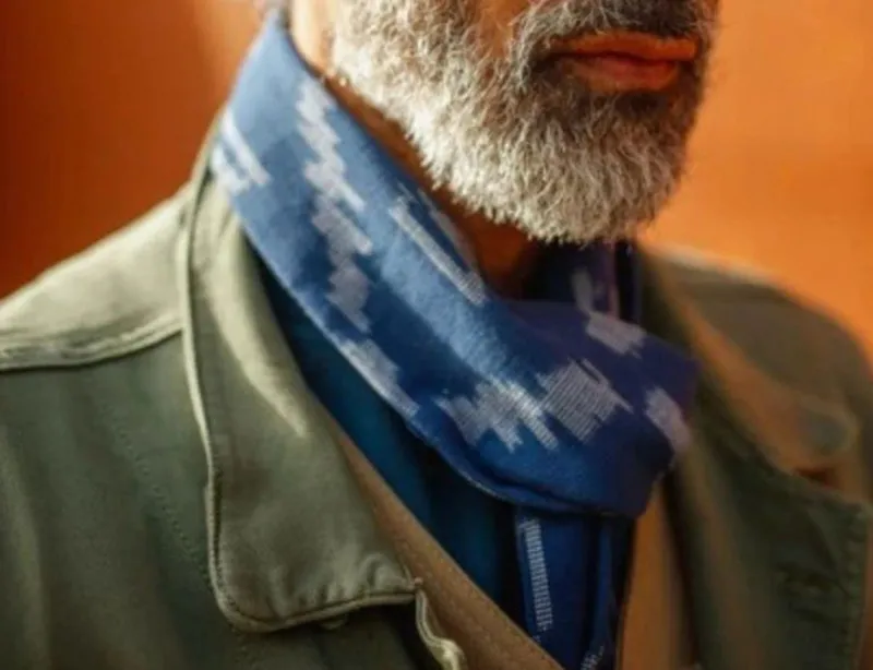 &SONS Blue Ikat Scarf Sale