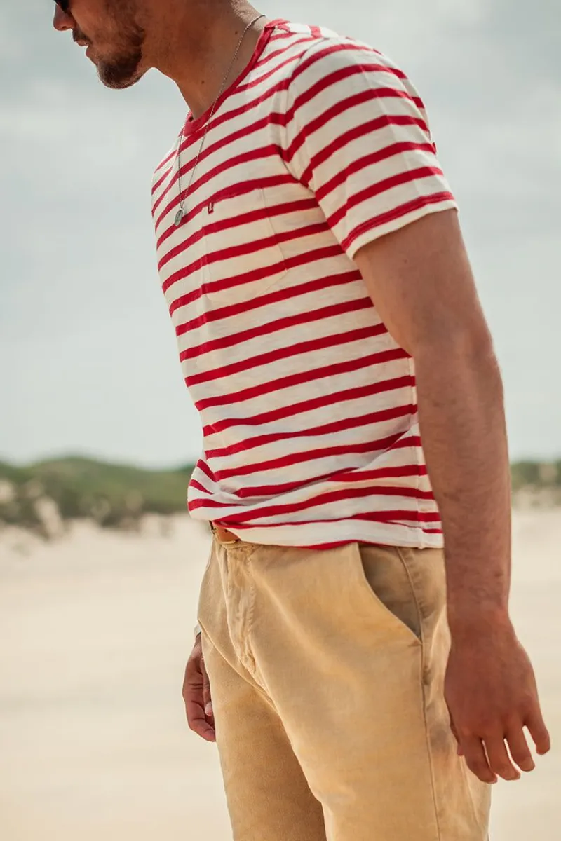&SONS Breton Striped T Shirt Red Cheap