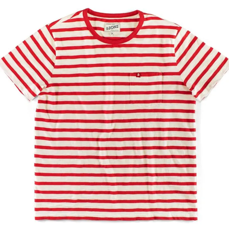 &SONS Breton Striped T Shirt Red Cheap