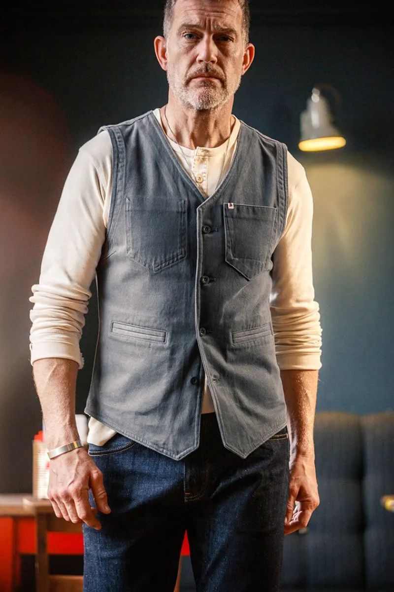 &SONS Grey Lincoln Waistcoat / Vest Best Sale