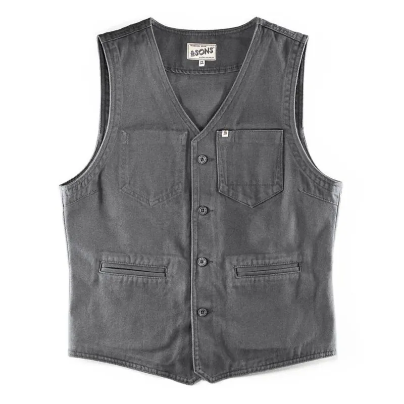 &SONS Grey Lincoln Waistcoat / Vest Best Sale