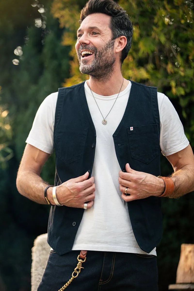 &SONS Navy Lincoln Waistcoat / Vest Flash Sale