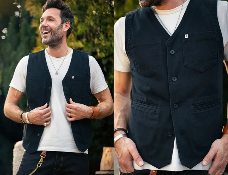 &SONS Navy Lincoln Waistcoat / Vest Flash Sale