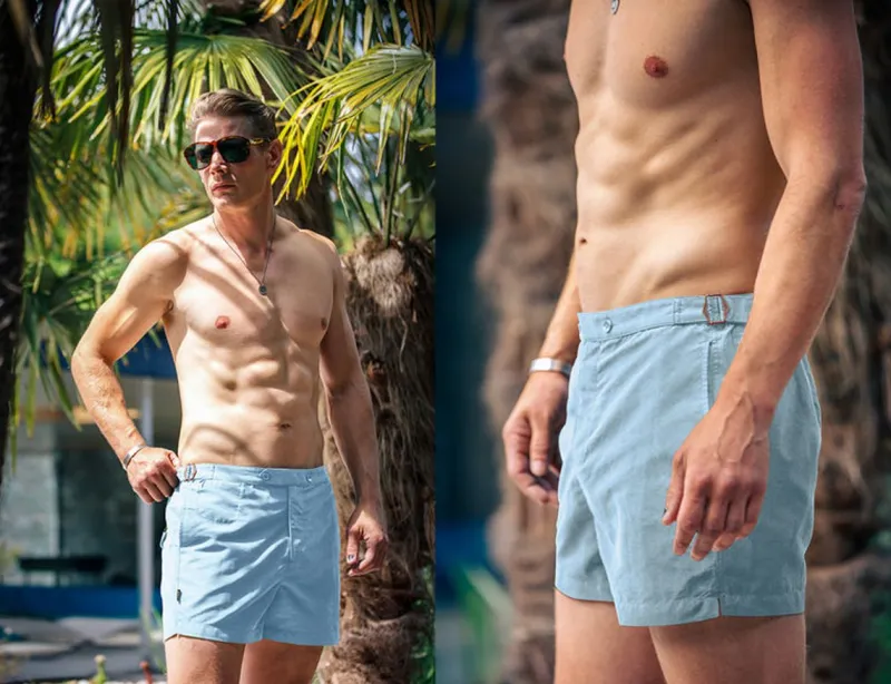 &SONS Newman Swim Shorts Sky Blue New