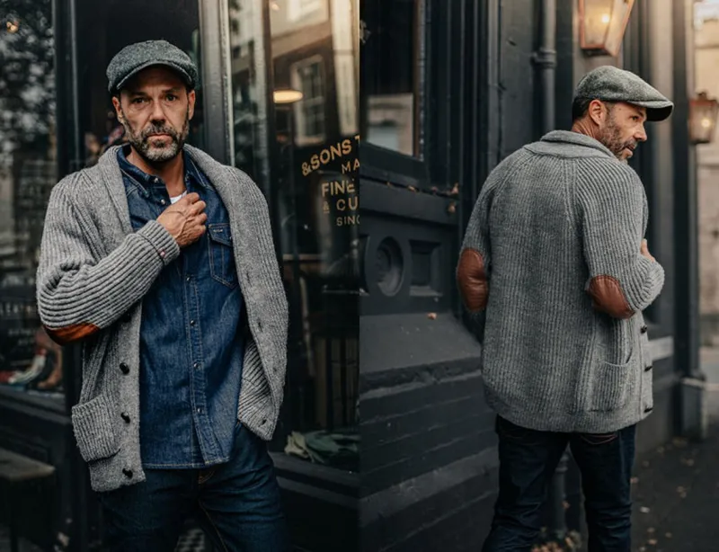 &SONS Pioneer British Wool Cardigan Grey Fashion