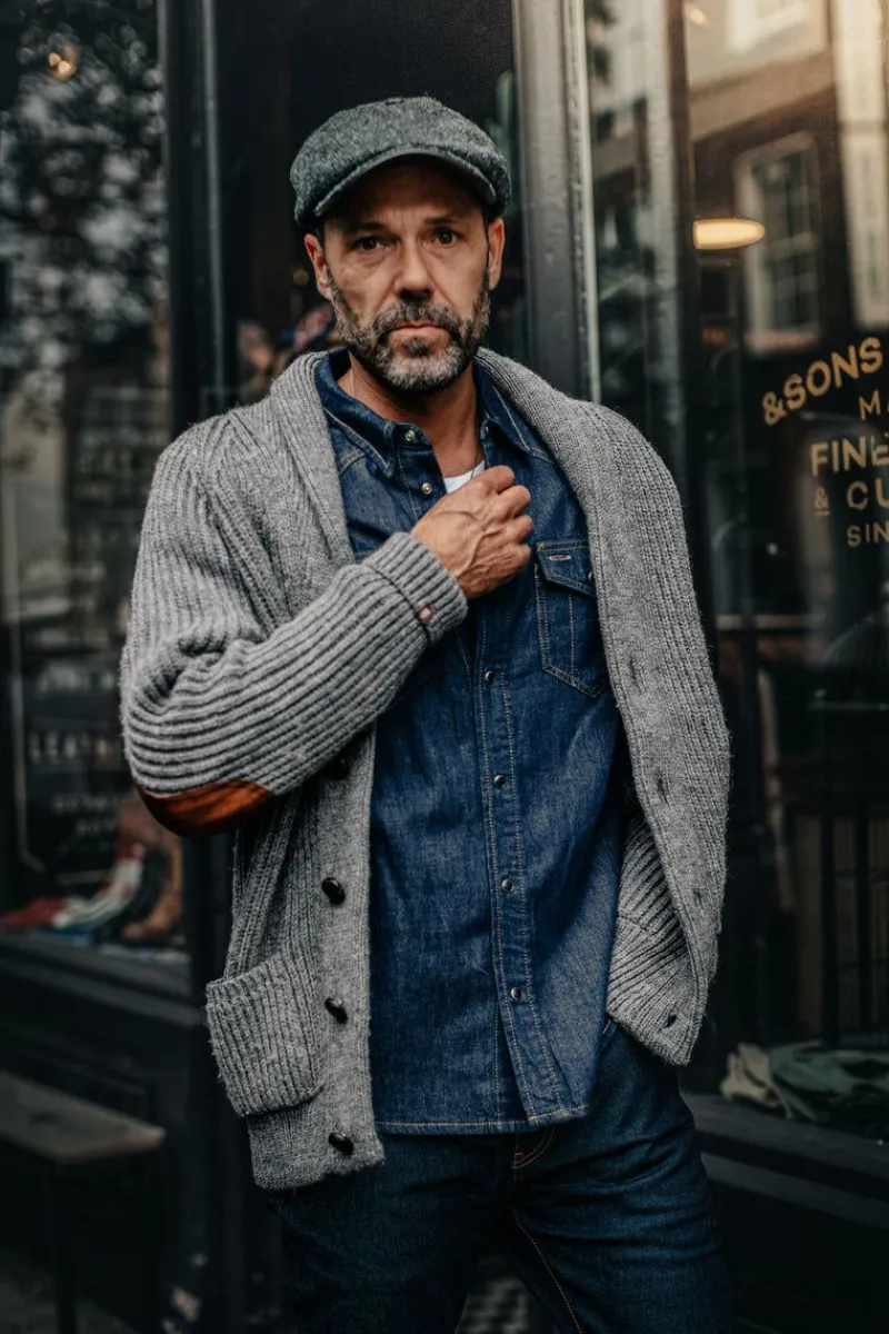 &SONS Pioneer British Wool Cardigan Grey Fashion