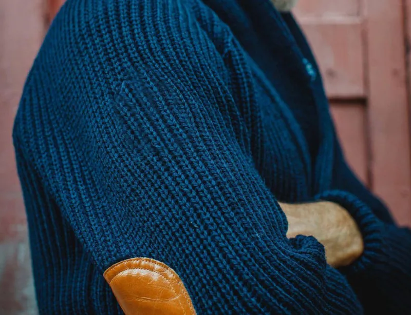 &SONS Pioneer British Wool Cardigan Navy Clearance