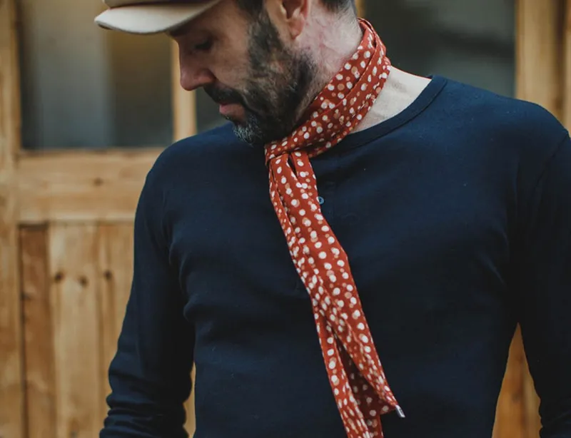 &SONS Rust Dot Japanese Scarf Fashion