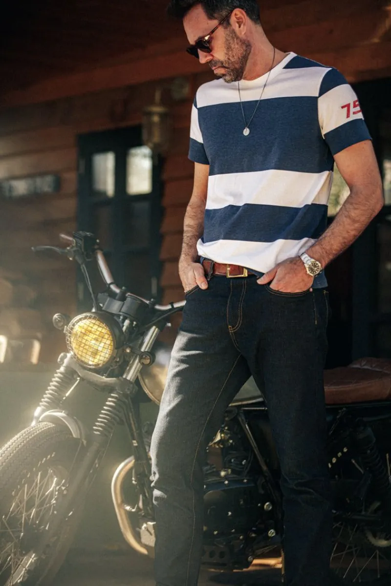 &SONS 75 T-Shirt Indigo Stripe Shop