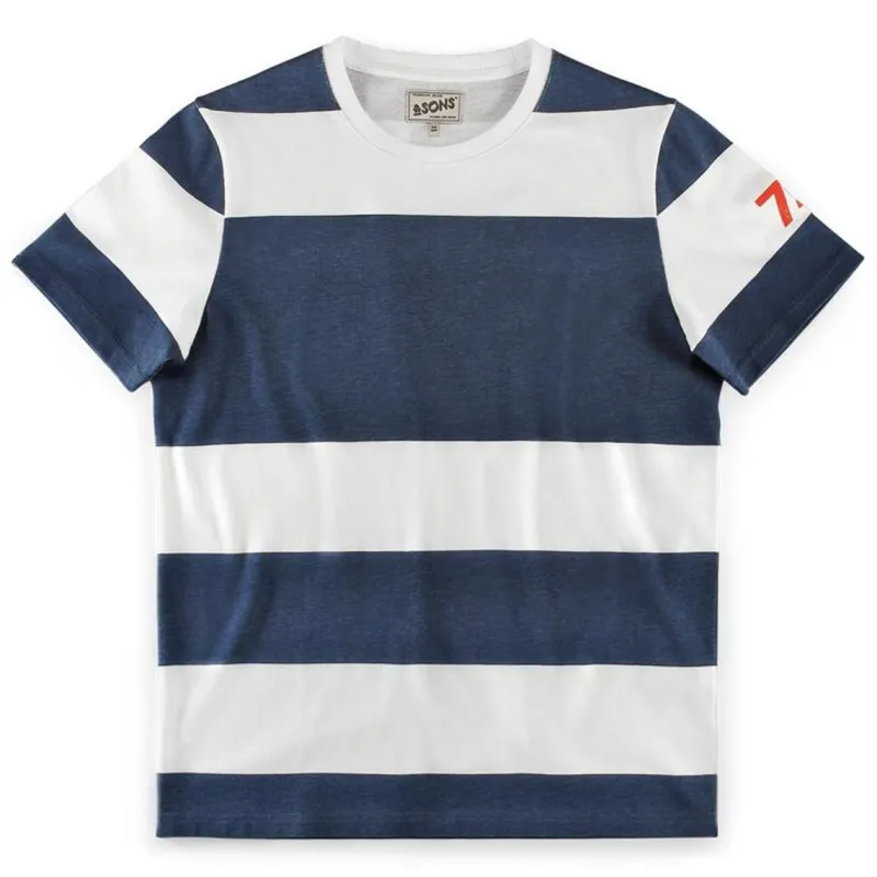 &SONS 75 T-Shirt Indigo Stripe Shop