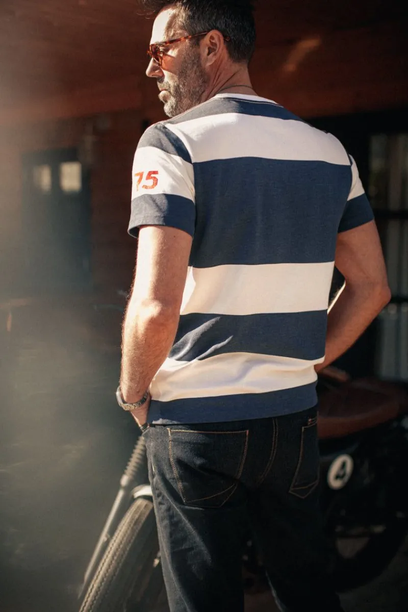 &SONS 75 T-Shirt Indigo Stripe Shop