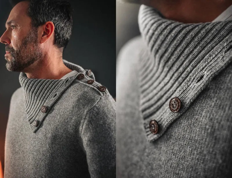 &SONS Ahab Submariner Rollneck Jumper Grey Outlet