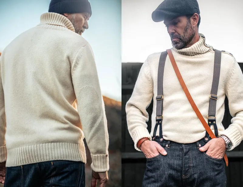 &SONS Ahab Submariner Rollneck Jumper Ecru Cheap