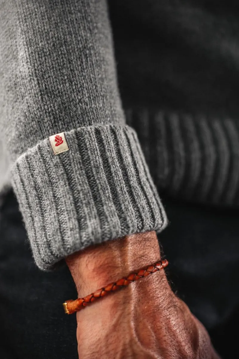 &SONS Ahab Submariner Rollneck Jumper Grey Outlet