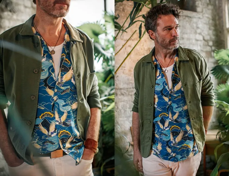 &SONS Aloha Crane Club Shirt Blue Fashion