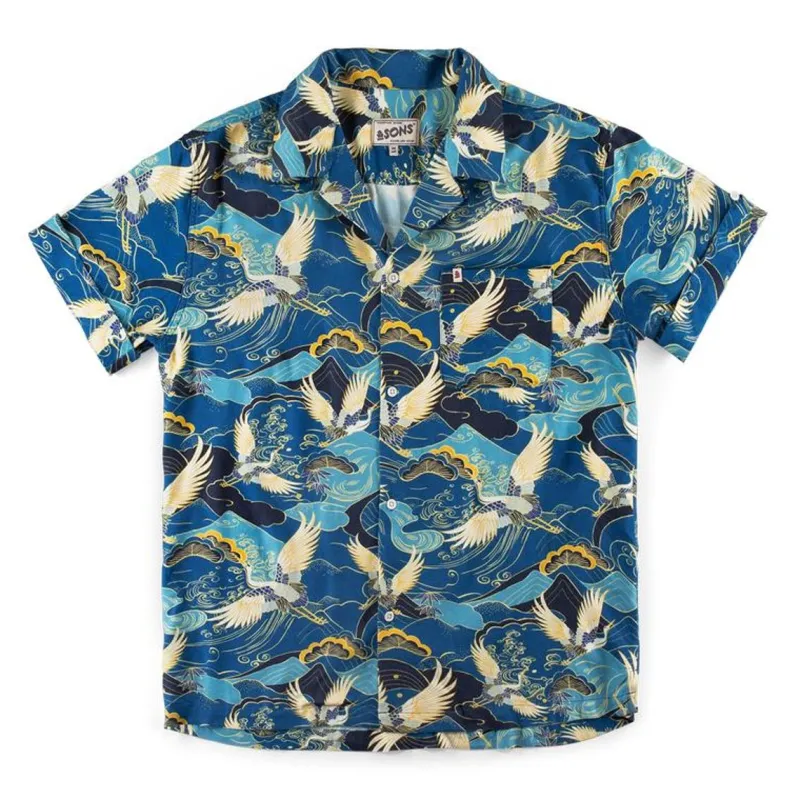 &SONS Aloha Crane Club Shirt Blue Fashion