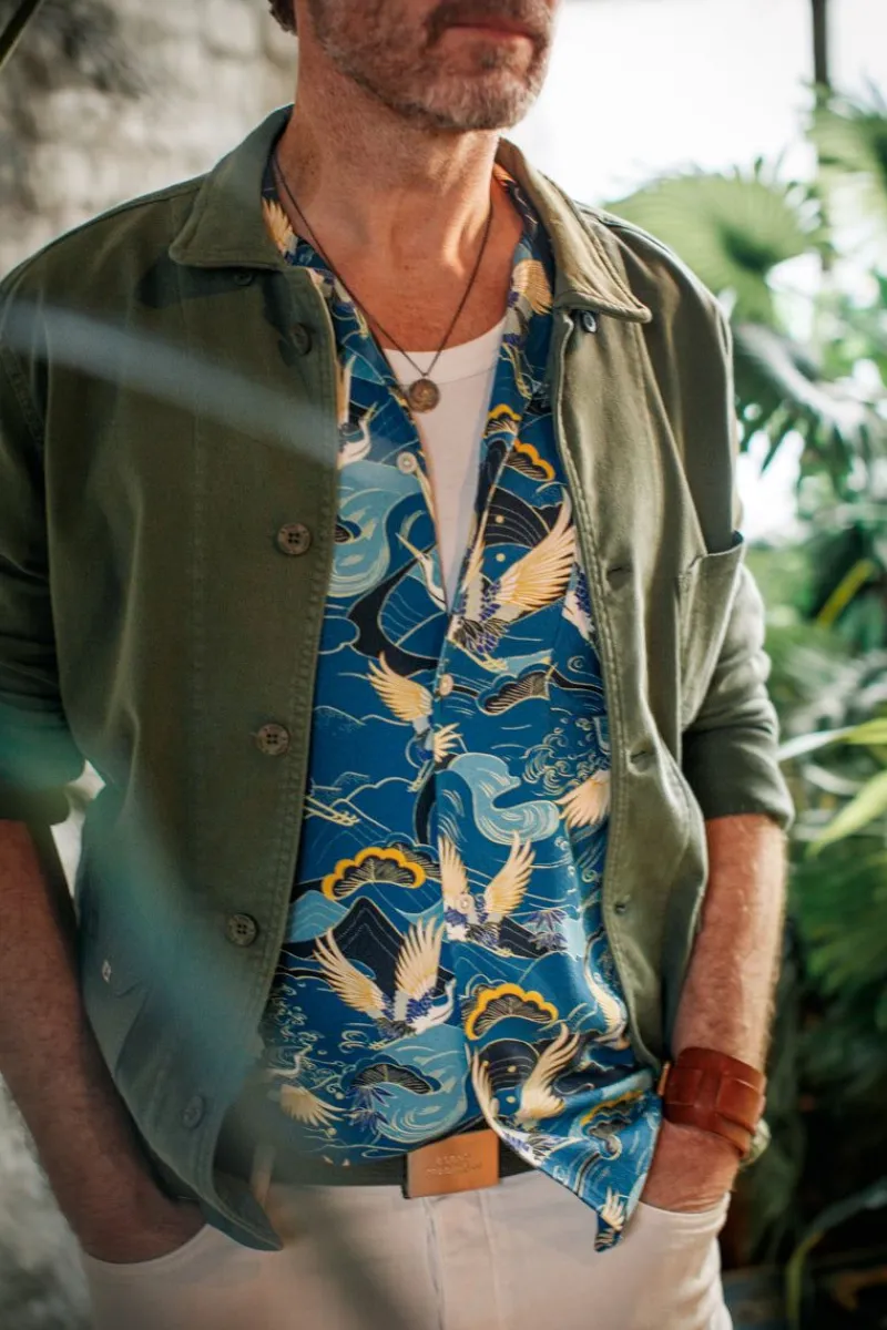 &SONS Aloha Crane Club Shirt Blue Fashion
