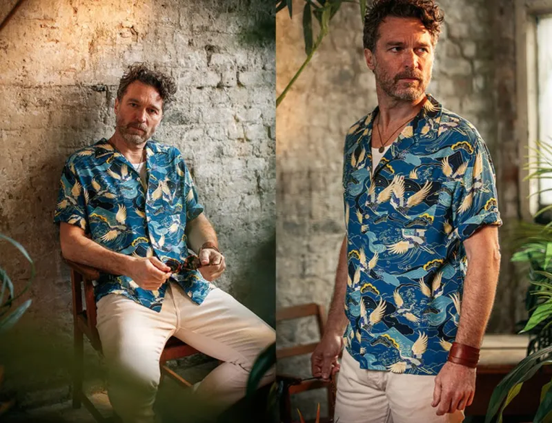 &SONS Aloha Crane Club Shirt Blue Fashion