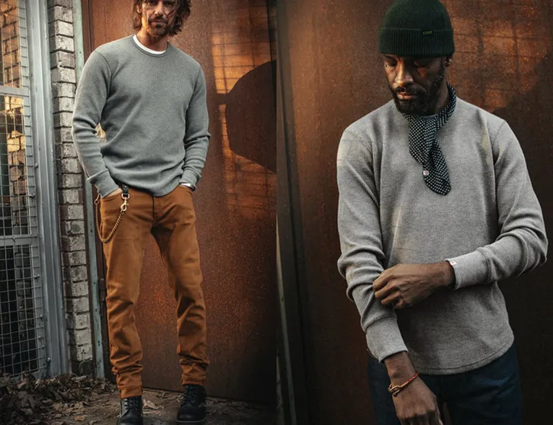 &SONS Base Waffle Crew Neck Grey Marl Best Sale