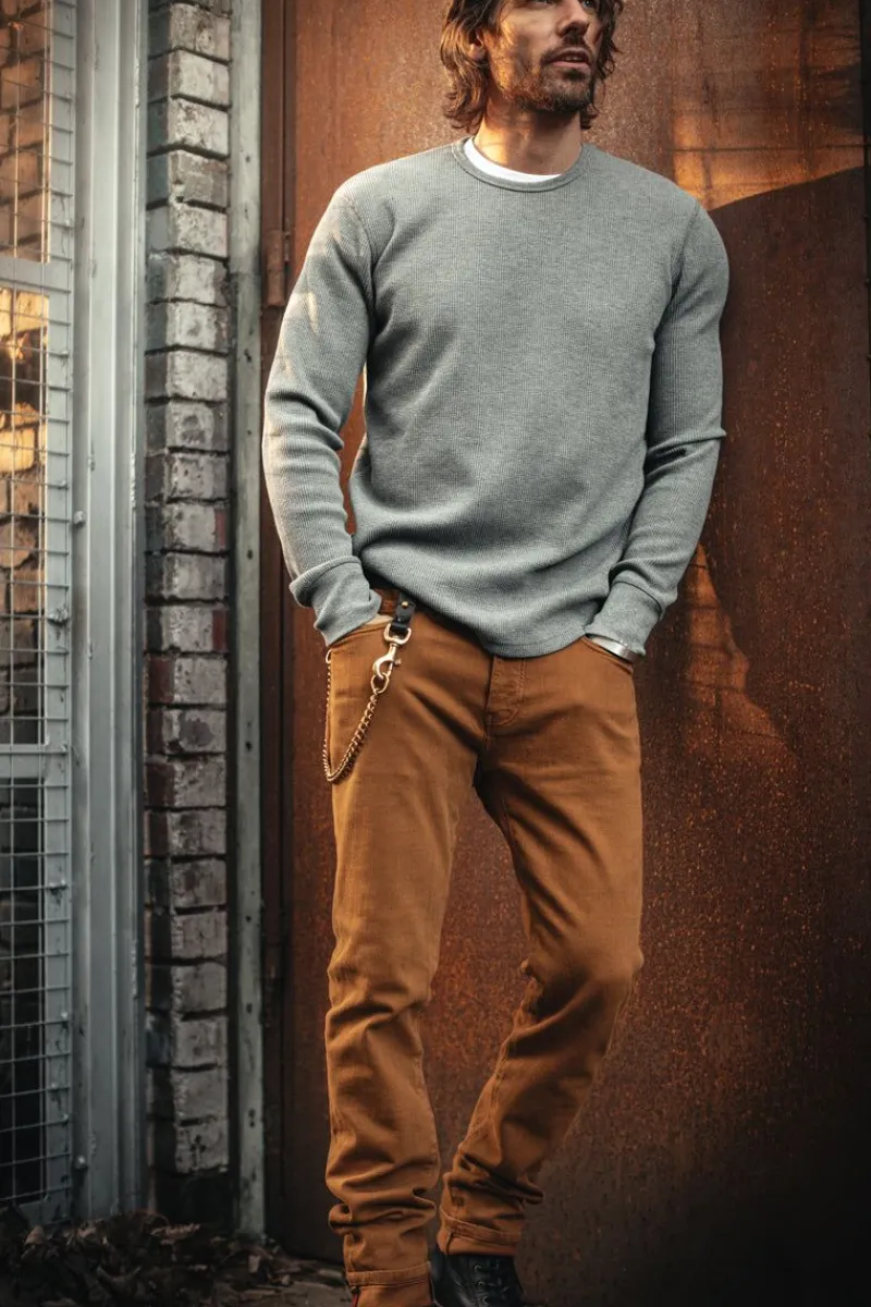 &SONS Base Waffle Crew Neck Grey Marl Best Sale