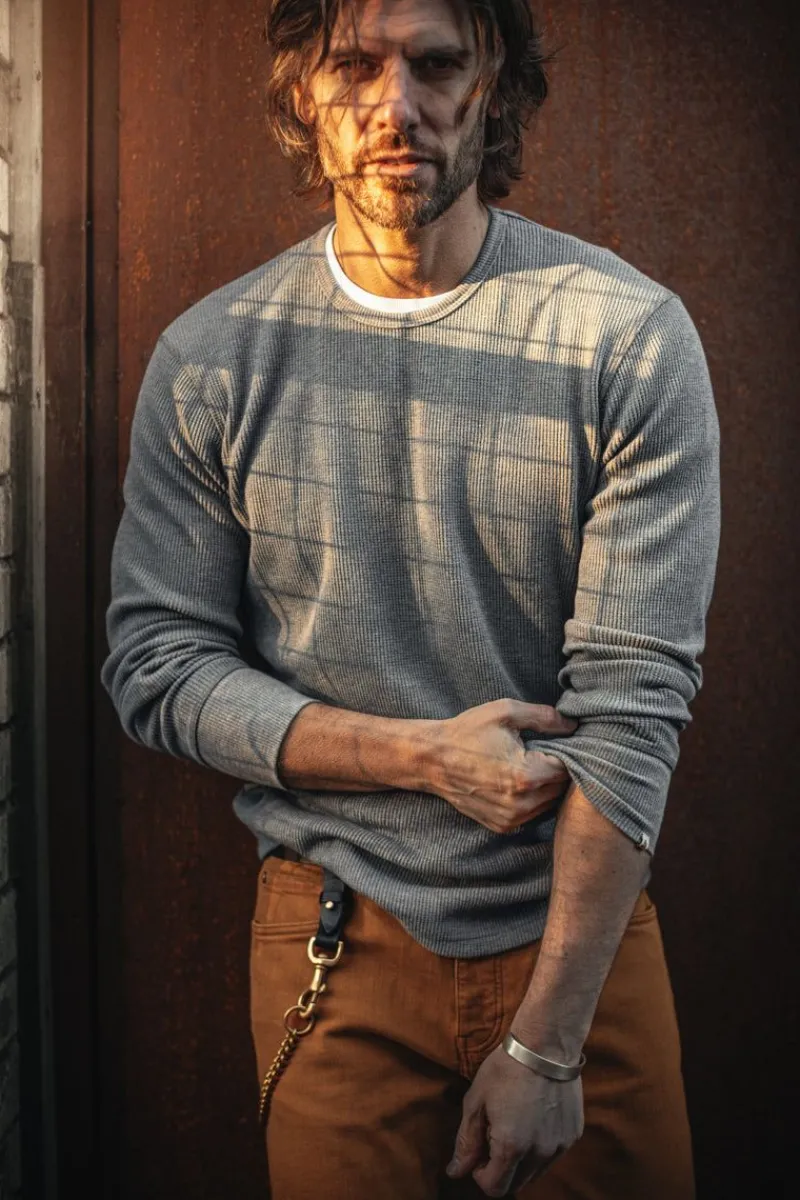 &SONS Base Waffle Crew Neck Grey Marl Best Sale