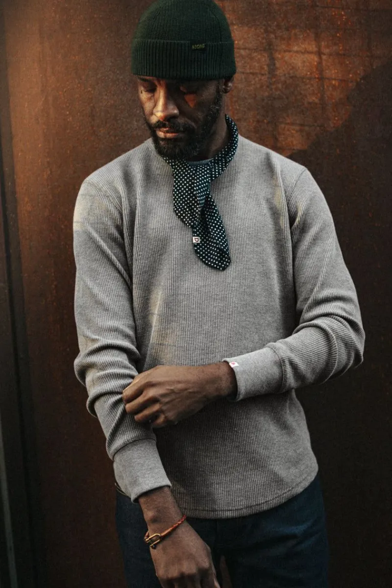 &SONS Base Waffle Crew Neck Grey Marl Best Sale