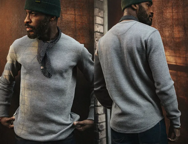 &SONS Base Waffle Crew Neck Grey Marl Best Sale