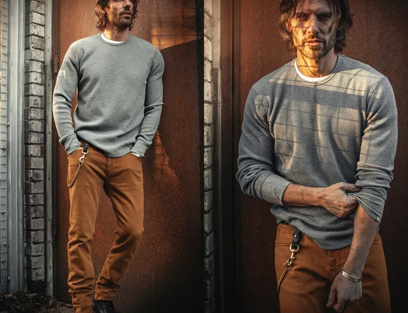 &SONS Base Waffle Crew Neck Grey Marl Best Sale