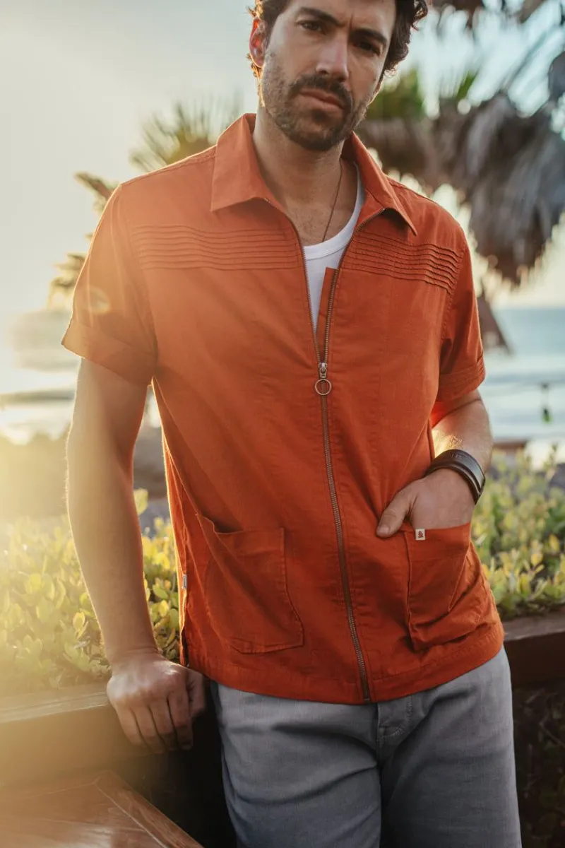 &SONS Cabana Shirt Burnt Orange Store