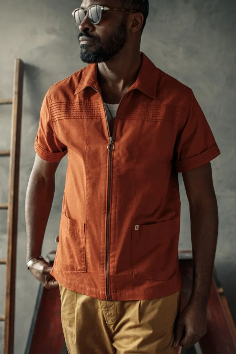 &SONS Cabana Shirt Burnt Orange Store