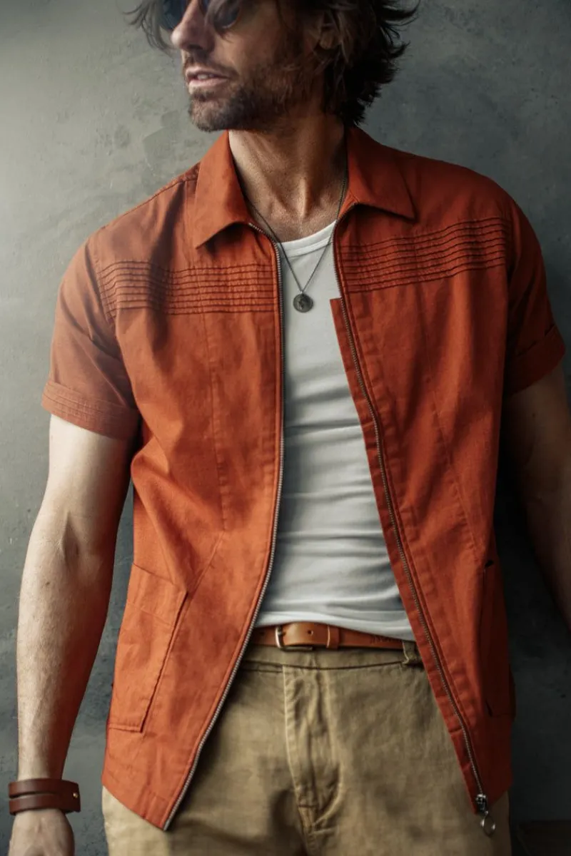 &SONS Cabana Shirt Burnt Orange Store