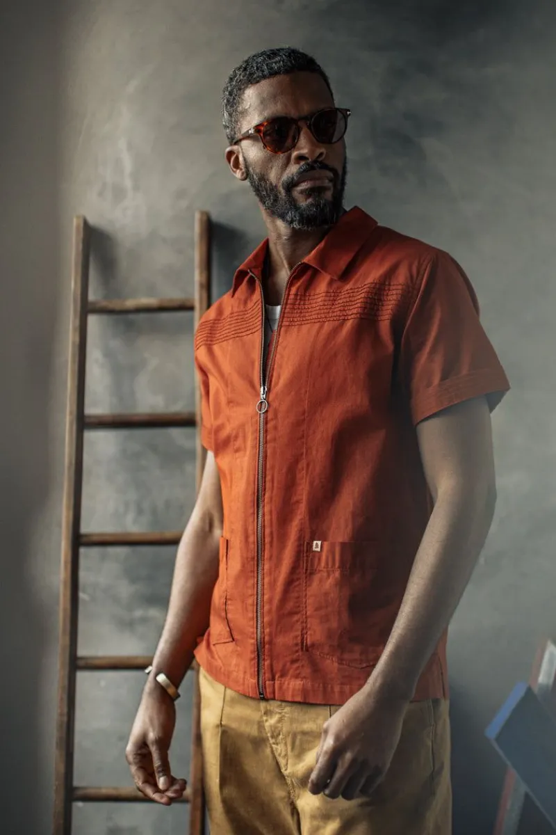 &SONS Cabana Shirt Burnt Orange Store