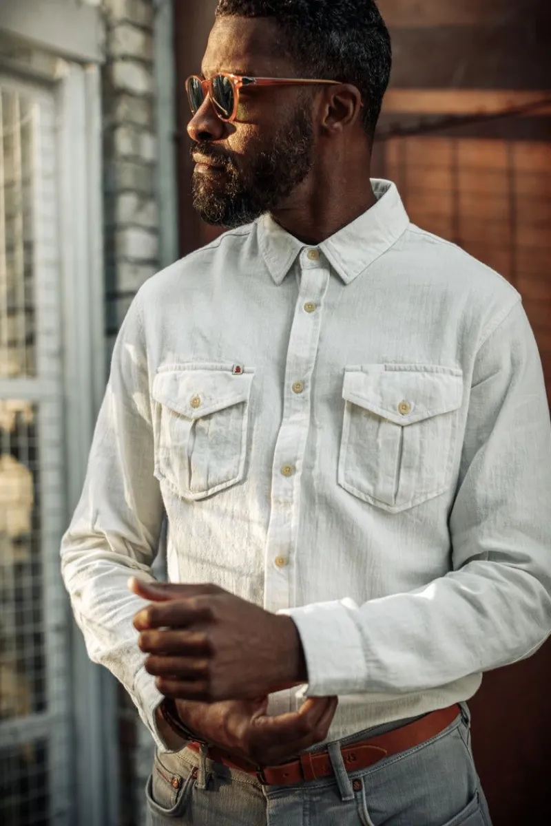 &SONS Coast Long Sleeve Shirt Off-White Discount