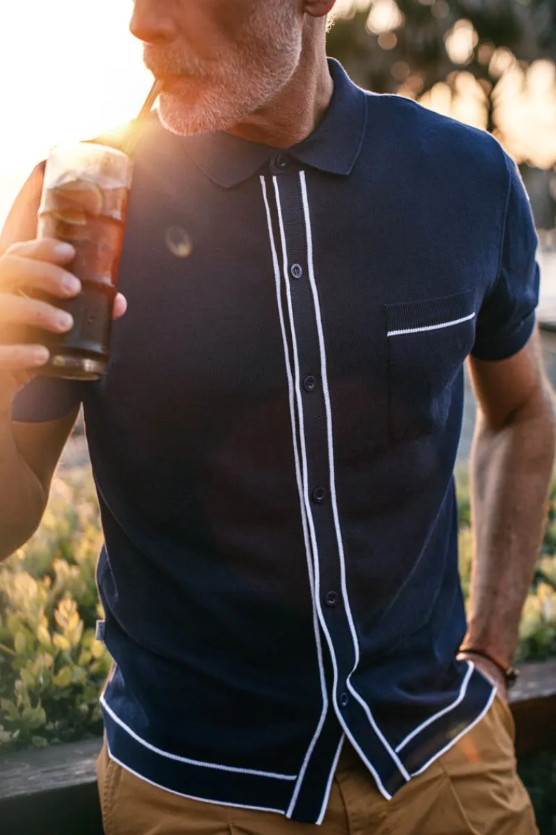 &SONS Dean Polo Navy Cheap