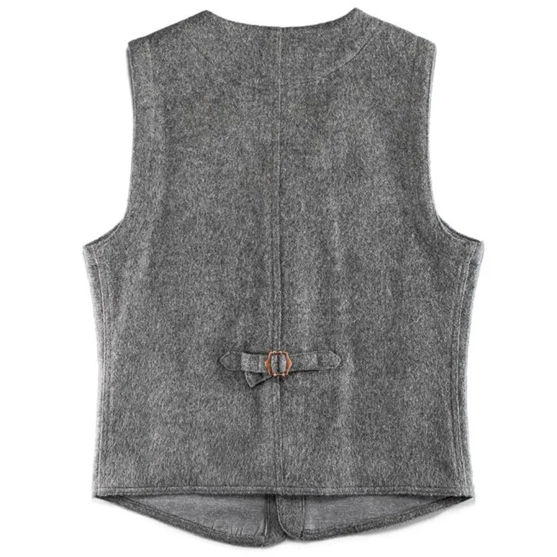 &SONS Drifter Wool Waistcoat Grey Clearance