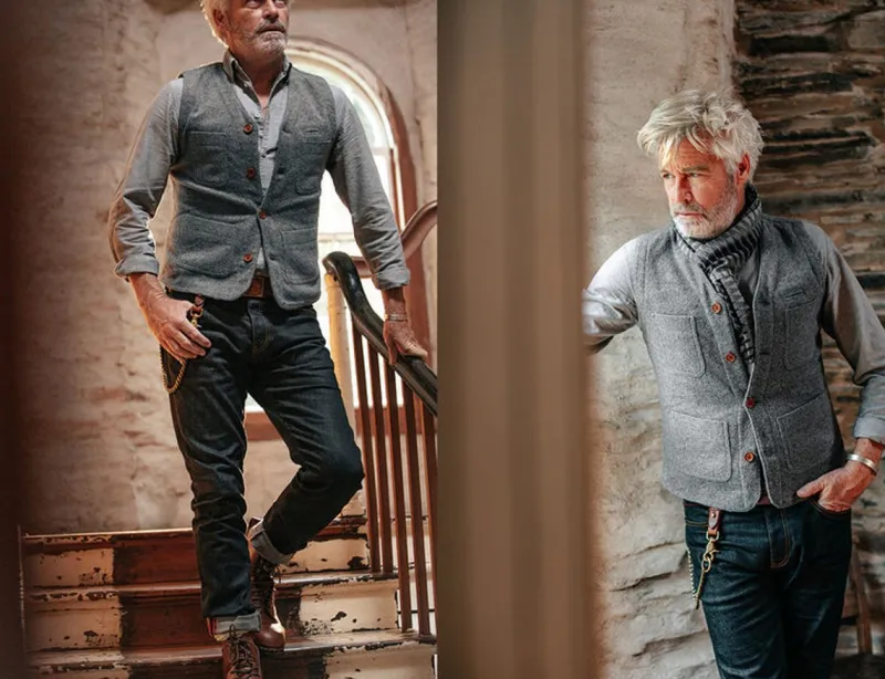 &SONS Drifter Wool Waistcoat Grey Clearance