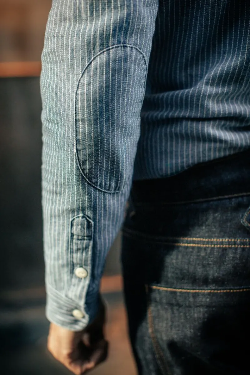 &SONS Emerson Shirt Indigo Stripe New