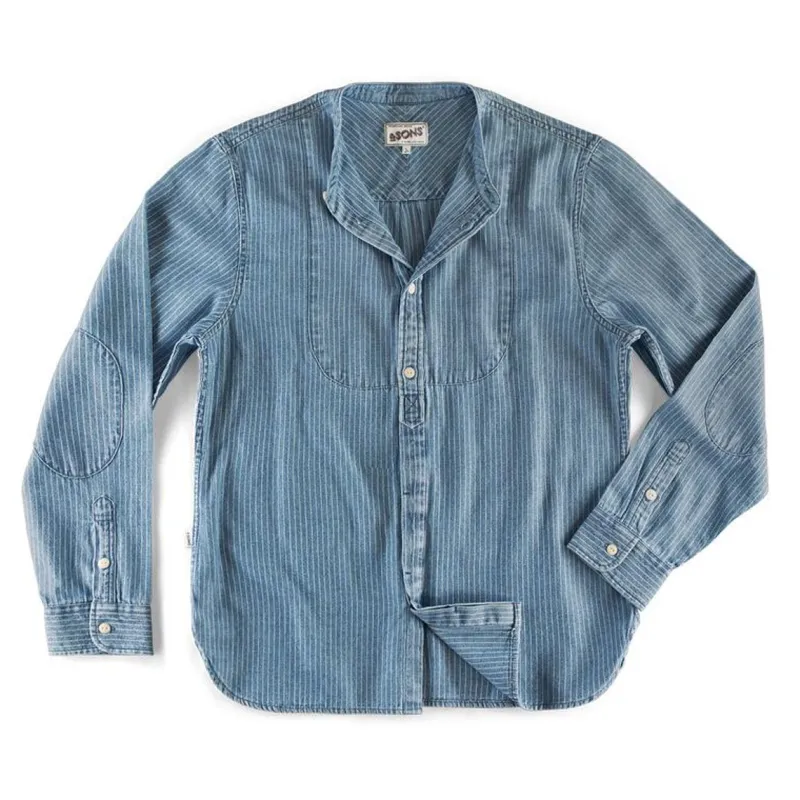 &SONS Emerson Shirt Indigo Stripe New