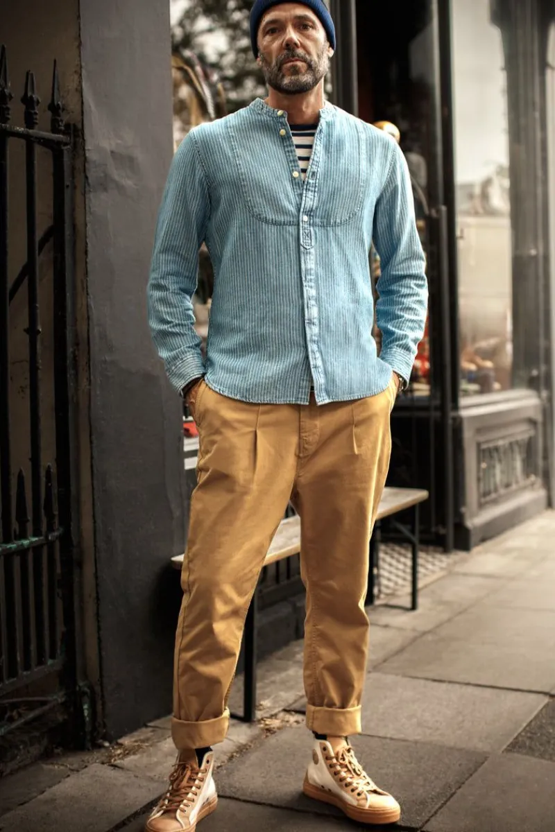 &SONS Emerson Shirt Indigo Stripe New
