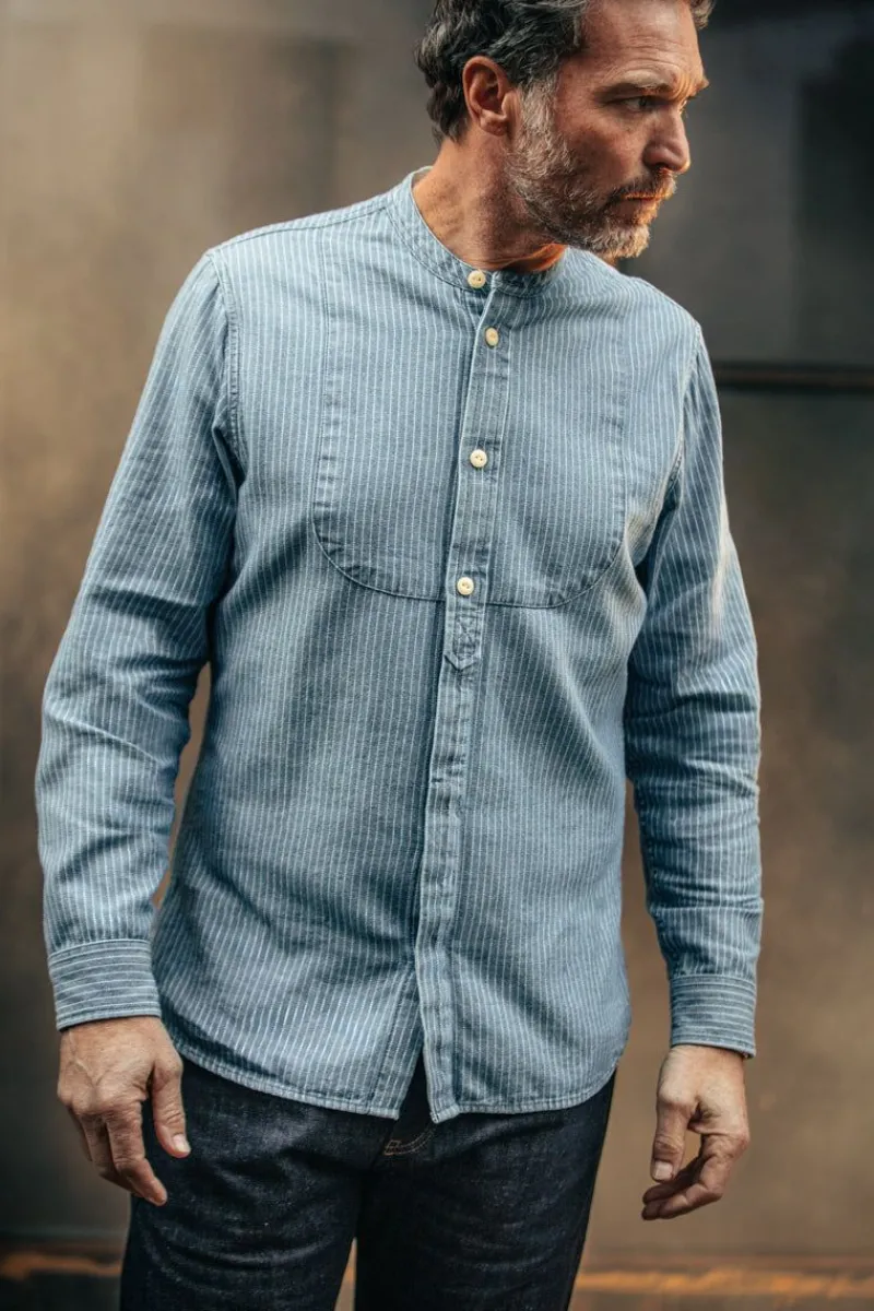 &SONS Emerson Shirt Indigo Stripe New
